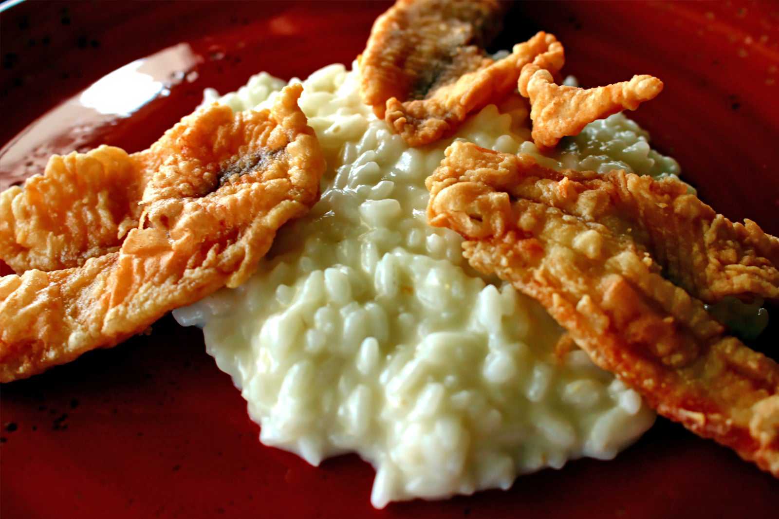 Risotto con filetti di pesce persico
