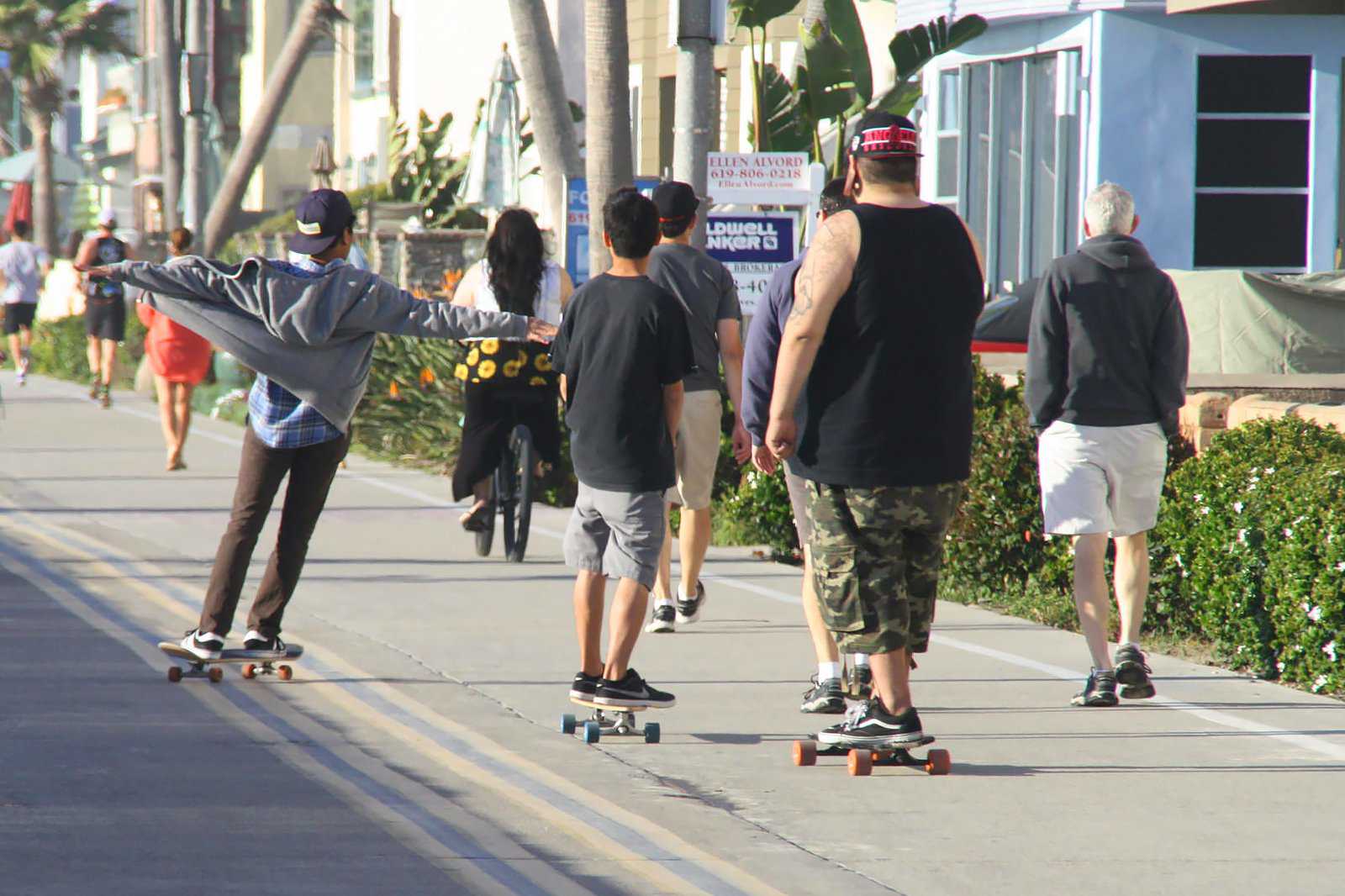 Skateboarding or in-line skating